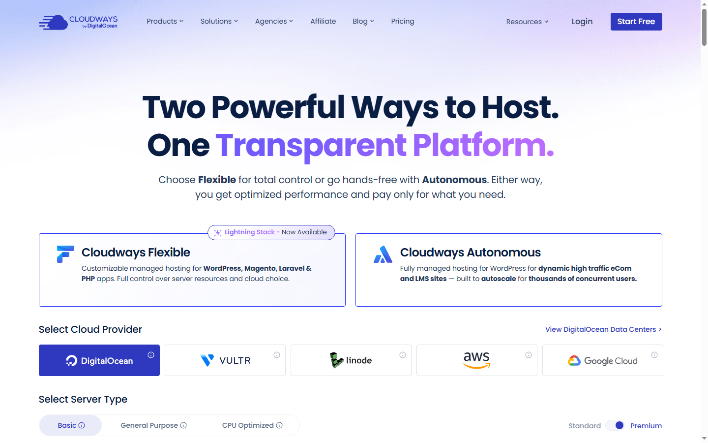 Cloudways VPS Pricing — Official Website Screenshot