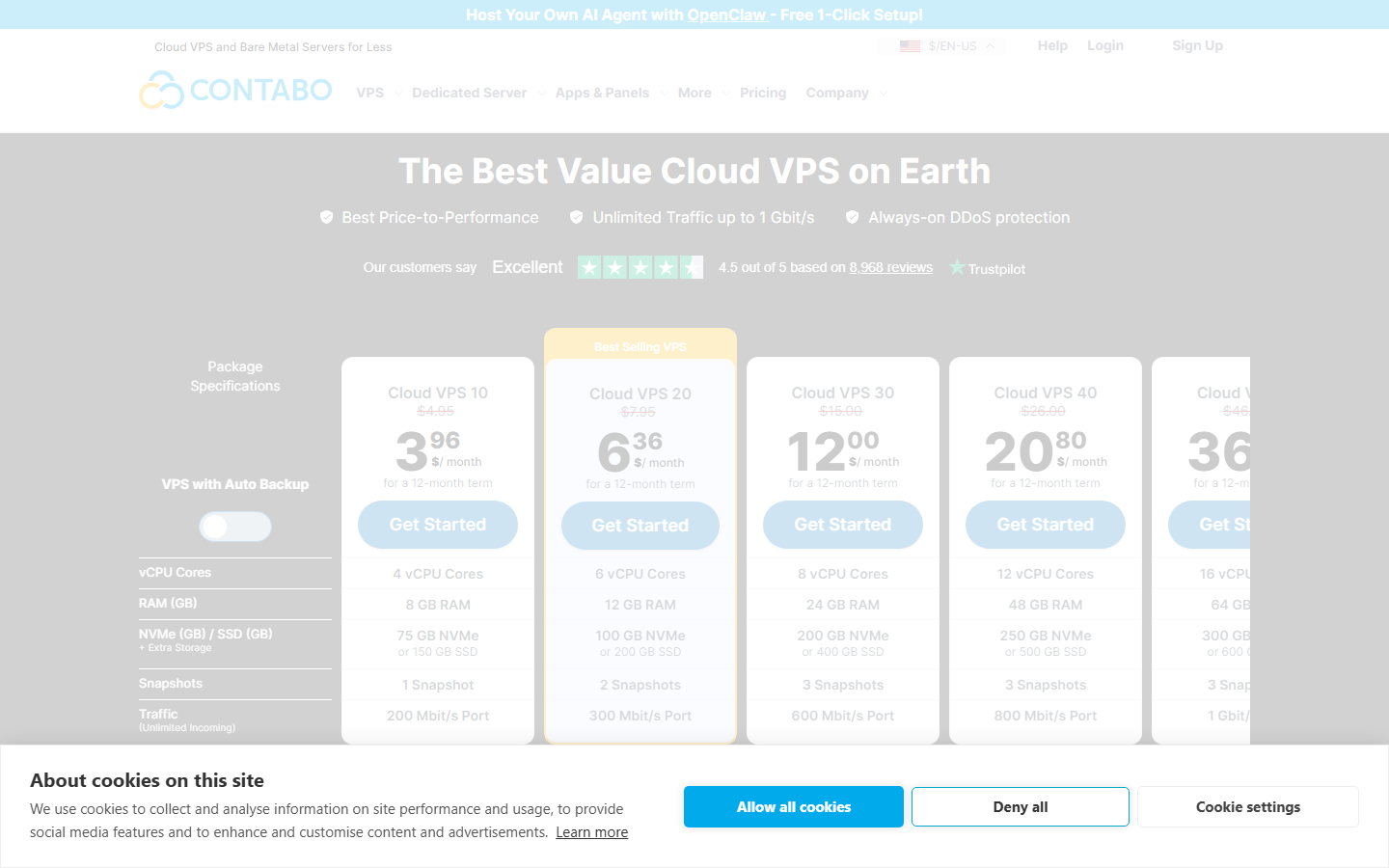 Contabo VPS Pricing — Official Website Screenshot