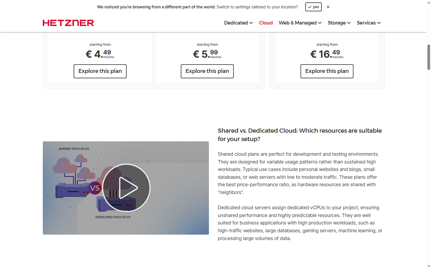 Hetzner VPS Pricing — Official Website Screenshot