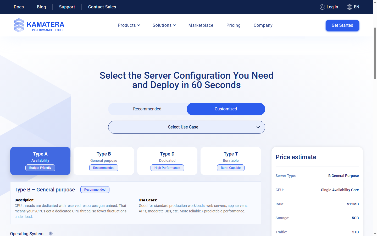 Kamatera VPS Pricing — Official Website Screenshot